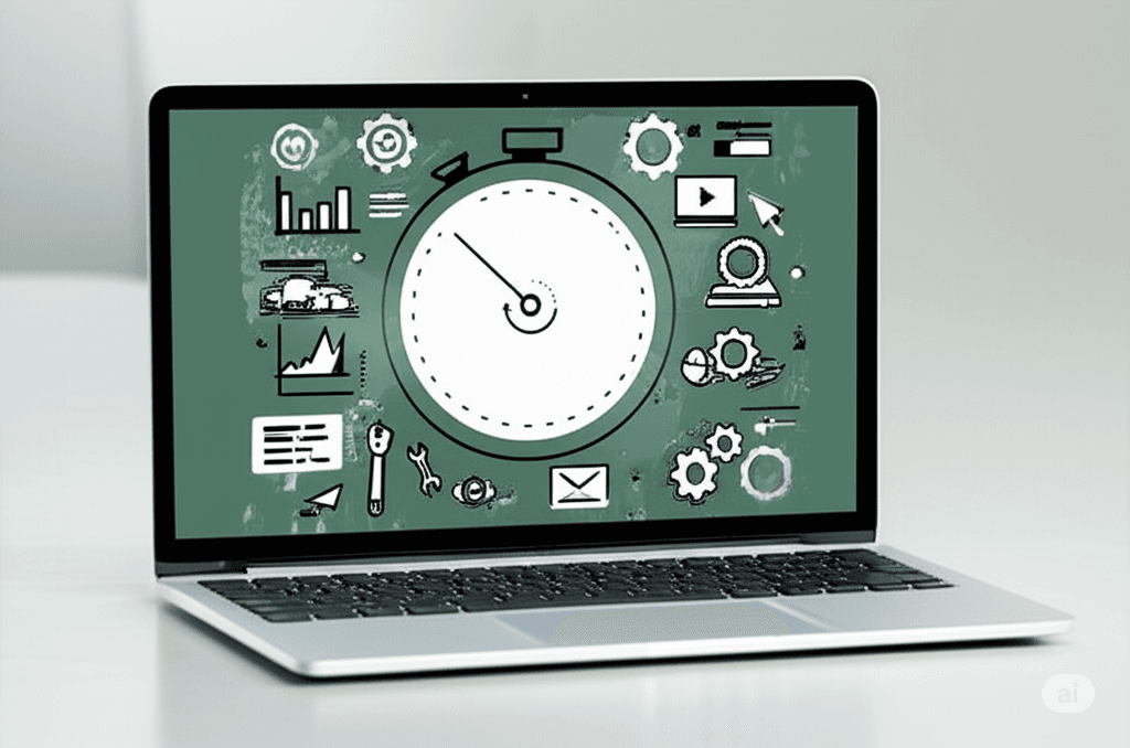 laptop met laadicoon voor website snelheid