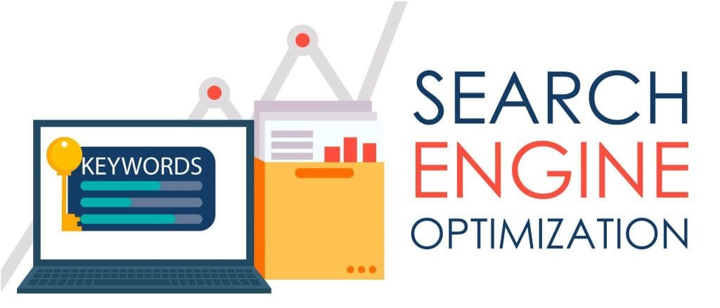Illustratie van zoekmachineoptimalisatie met focus op zoekwoorden en prestatie-analyse