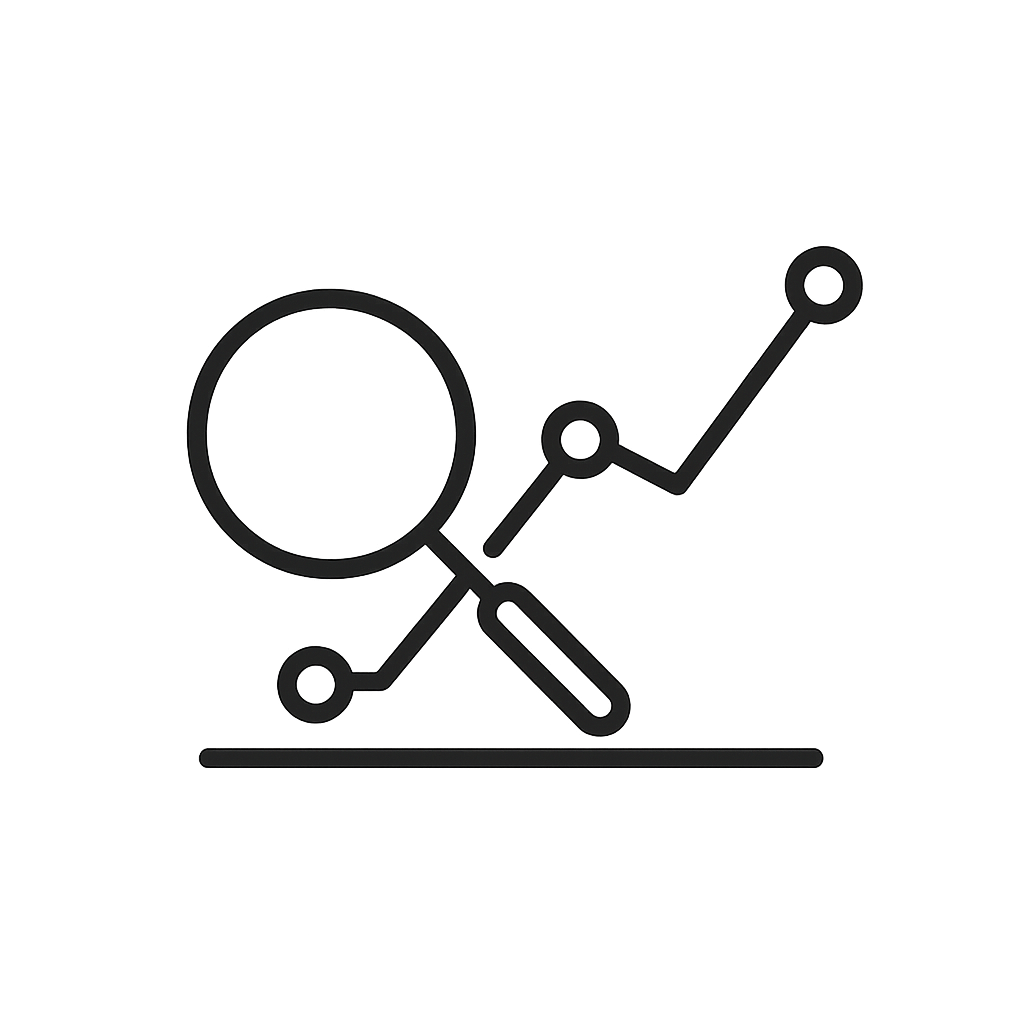 Vergrootglas met grafiek als symbool voor SEO analyse