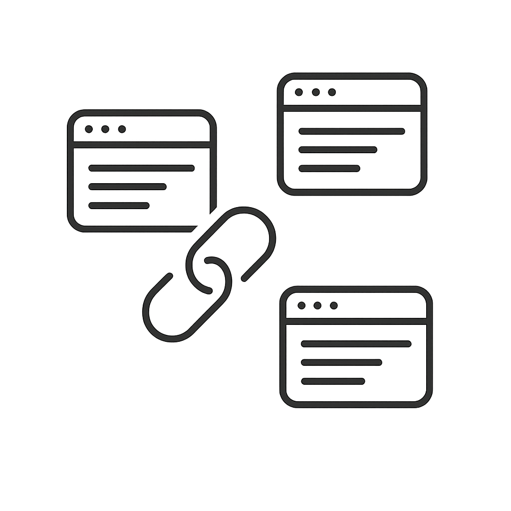 Kettinglink met pagina-tegels als symbool voor interne links